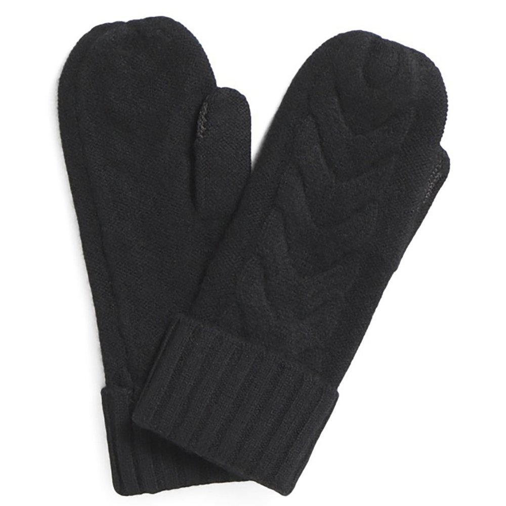 HANNAH ROSE 100% Cashmere Mittens Black Chunky Cable-Knit Soft Touch Screen Cuff